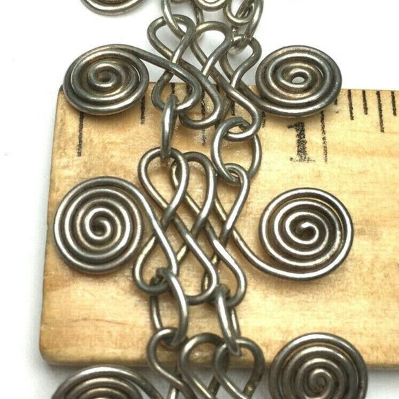 Nickel/Silvertone Ornate Hand Made Bracelet - Picture 11 of 12